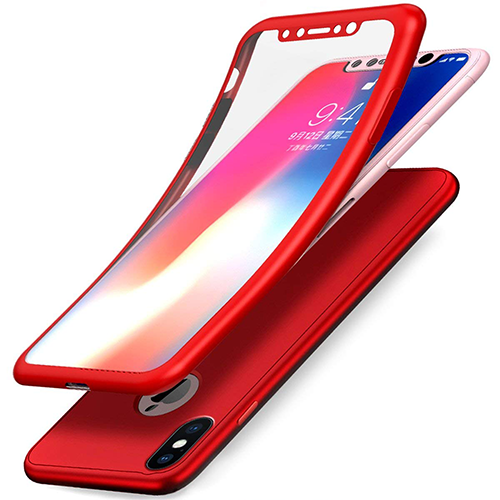 Coque silicone intégrale iPhone (Rouge)