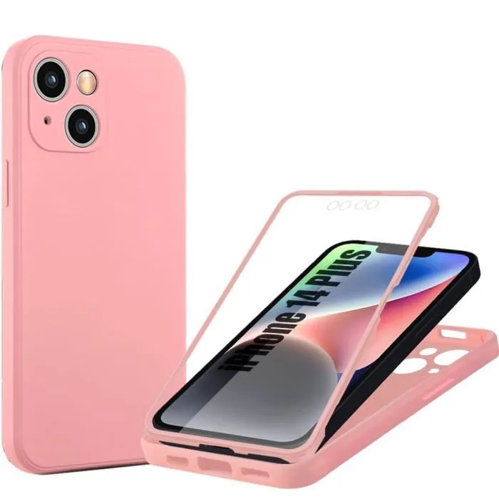 Coque silicone intégrale iPhone (Rose)